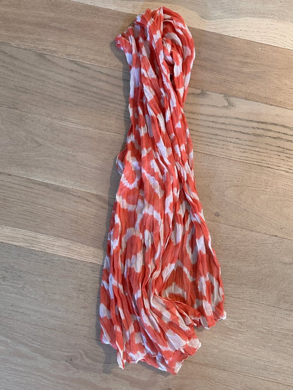 Light Weight Fashion Scarf, D & Co, Coral and White Print